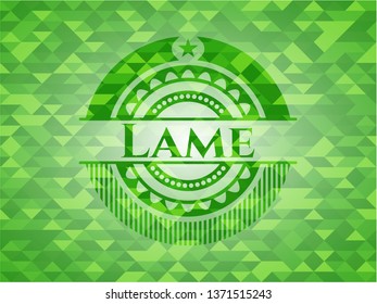 Lame green emblem with mosaic ecological style background