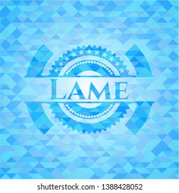 Lame sky blue emblem with mosaic ecological style background