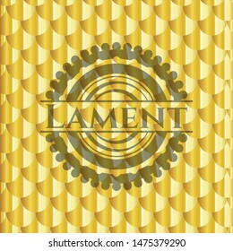 Lament gold emblem. Scales pattern. Vector Illustration. Detailed.