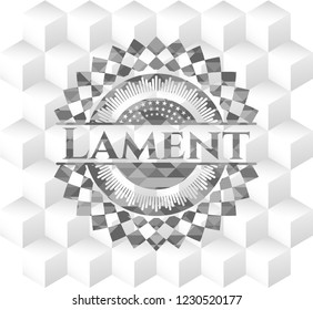 Lament grey emblem with cube white background