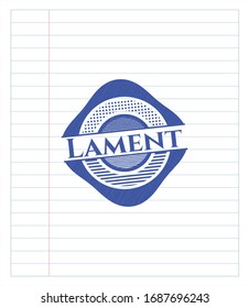 Lament pen draw. Blue ink. Vector Illustration. Detailed.