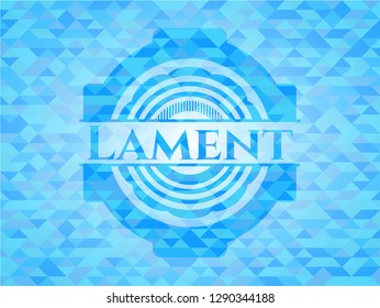 Lament sky blue emblem. Mosaic background