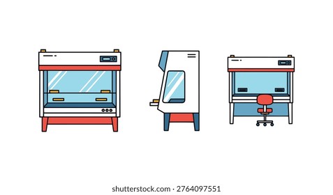 Laminar Flow Cabinet Line art clean color shapes illustration