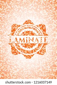 Laminate abstract orange mosaic emblem with background