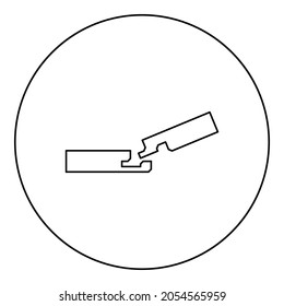 Verbundwerkstoff-Verbundwerkstoff-Verbundsystem-Konzept Tongue-Groove-Symbol in kreisrunden schwarzen Vektorgrafik solide Umriss einfaches Bild