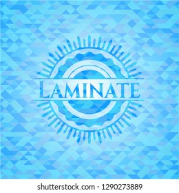 Laminate light blue emblem with triangle mosaic background