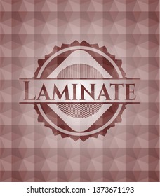 Laminate red seamless emblem with geometric background.