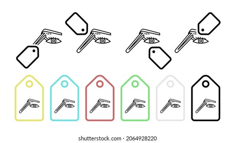 Laminating eyelashes vector icon in tag set illustration for ui and ux, website or mobile application