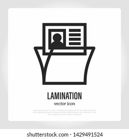 Lamination thin line icon. Typography equipment. Vector illustration.