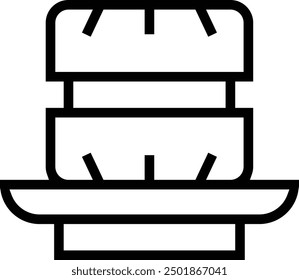Icono de Lamington. Diseño de estilo lineal delgado aislado sobre fondo blanco
