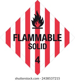 signo sólido inflamable. Carteles de mercancías peligrosas clase 4. Perfecto para vehículos de transporte, fondos, telón de fondo, etiqueta, etiqueta, signo, símbolo y clases de fondos de pantalla de mercancías peligrosas.