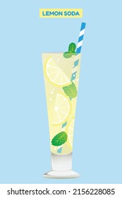 Lamon soda,Isolated vector illustration.Refreshing drinks.