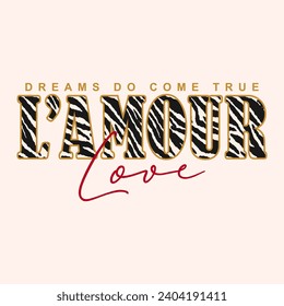 L'AMOUR french means love Graphic design lettering
abstract for t-shirt printing, poster, card, mug