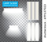 Lamp 3x36W florescent light bulb mirror louver type , neon light .vector illustration.
