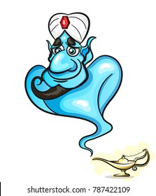 Lamp Aladdin with gin, the magic lamp of Aladdin.vector illustration