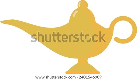 Lamp aladdin magic vector icon. Aladin genie lamp bottle wish cartoon illustration.