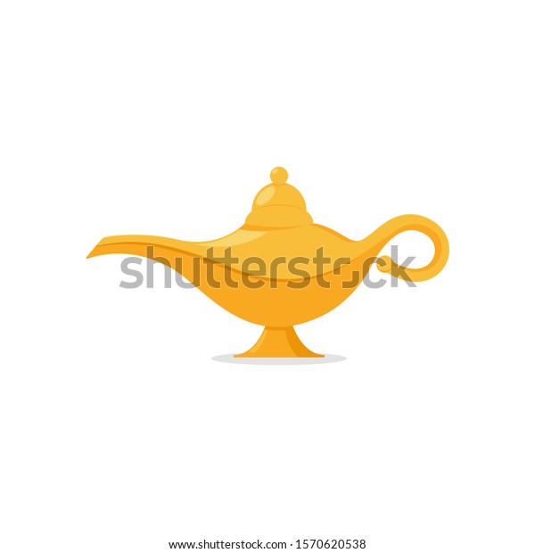 Lamp aladdin magic vector icon. Aladin
genie lamp bottle wish cartoon
illustration.