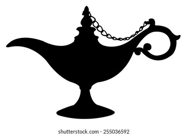 Lamp Aladdin, Silhouette Vector