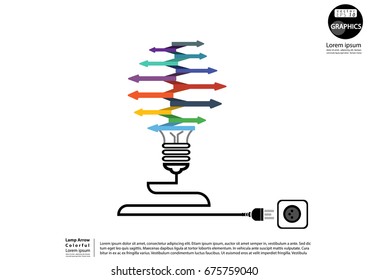 Lamp Arrow Colorful   line pattern - modern design Idea and Concept  Vector illustration Business  Infographic template.