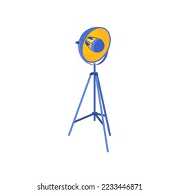 Lámpara para para estudio de arte aislado en fondo blanco. Mobiliario y herramientas, material de arte para aula, ilustración vectorial. Arte, concepto de equipo