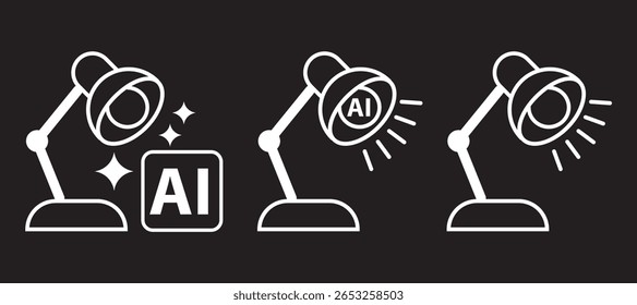lamp artificial intelligence ai negative icon vector image