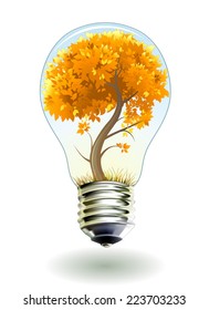 lamp with autumn tree inside