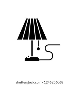 Lamp black icon, vector sign on isolated background. Lamp concept symbol, illustration 