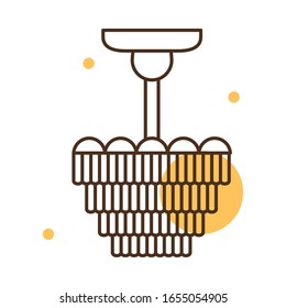 lamp block and line style icon design, Home room decoration interior living building apartment and residential theme Vector illustration