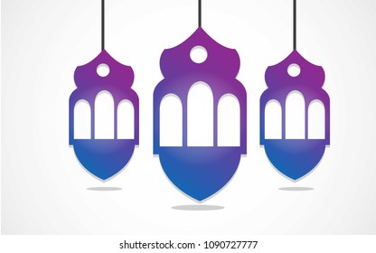 lamp blue purple ramadan vector