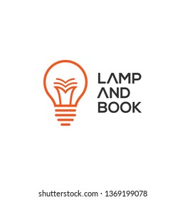 lamp with book abstract logo design vector illustration