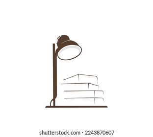 icono de logotipo de lámpara y libro