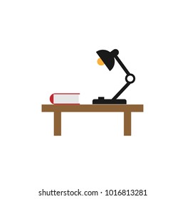 Lamp and book on a table home furnishing interior design template