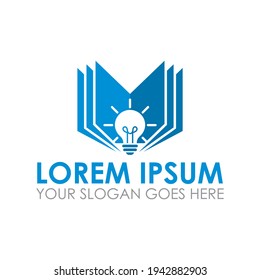 vector del libro de lámparas, logotipo educativo