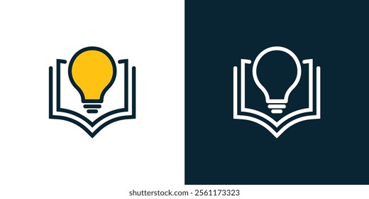 Lamp book vector logo design template
