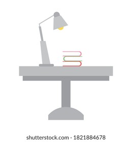 lamp with books on table design, Home room decoration interior modern house decor living and apartment theme Vector illustration