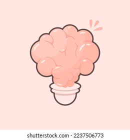 Lamp brain cartoon vector icon illustration. icon concept isolated