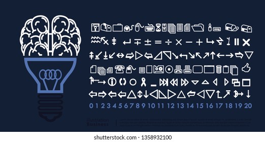 Lamp and brain  -  Icon Business  creativity -  Infographics Template  Idea and concept design.