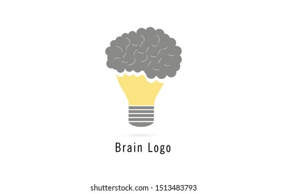 Lamp Brain Logo Design Template Elements