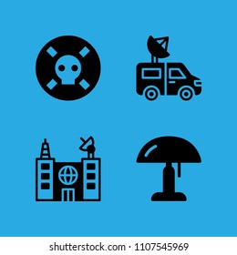 lamp, building, van and poison icons vector in sample icon set for web and graphic design