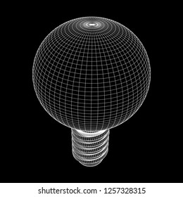 Lamp bulb consisting of lines and polygons. Business idea. Wireframe low poly mesh vector illustration