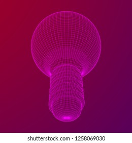 Lamp bulb consisting of lines and polygons. Business idea. Wireframe low poly mesh vector illustration