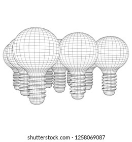 Lamp bulb consisting of lines and polygons. Business idea. Wireframe low poly mesh vector illustration