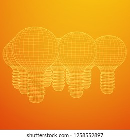 Lamp bulb consisting of lines and polygons. Business idea. Wireframe low poly mesh vector illustration