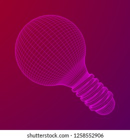 Lamp bulb consisting of lines and polygons. Business idea. Wireframe low poly mesh vector illustration