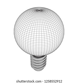 Lamp bulb consisting of lines and polygons. Business idea. Wireframe low poly mesh vector illustration