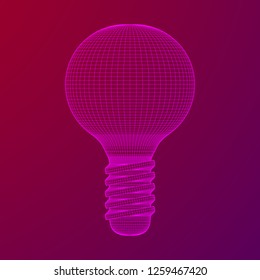 Lamp bulb consisting of lines and polygons. Business idea. Wireframe low poly mesh vector illustration