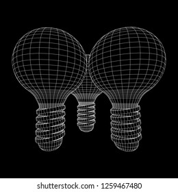 Lamp bulb consisting of lines and polygons. Business idea. Wireframe low poly mesh vector illustration