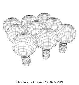 Lamp bulb consisting of lines and polygons. Business idea. Wireframe low poly mesh vector illustration