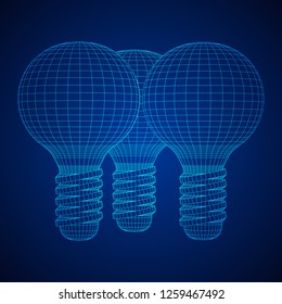 Lamp bulb consisting of lines and polygons. Business idea. Wireframe low poly mesh vector illustration