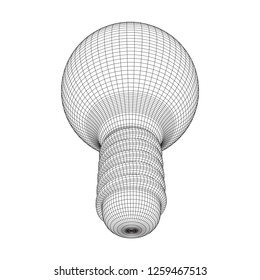 Lamp bulb consisting of lines and polygons. Business idea. Wireframe low poly mesh vector illustration